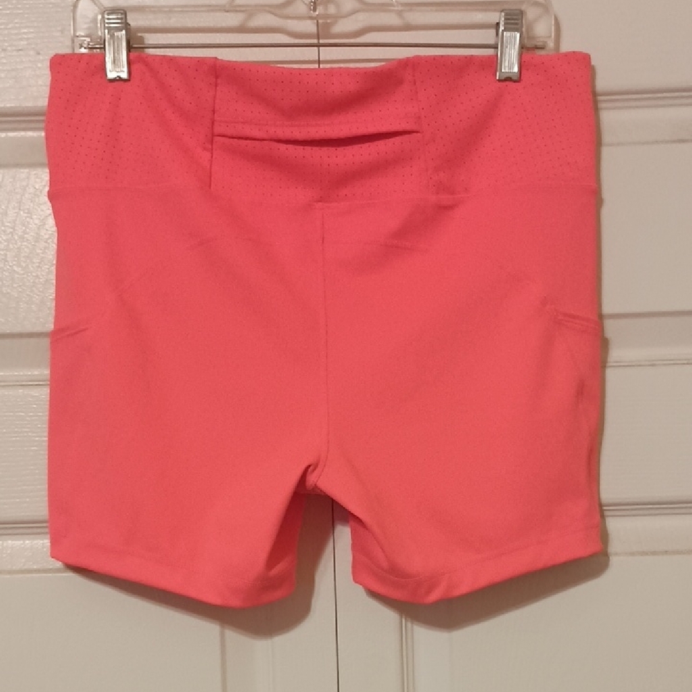Brooks Womens Coral Pink Running Shorts XL NWOT Pull On Stretch Knit 3 Pockets - Picture 4 of 8